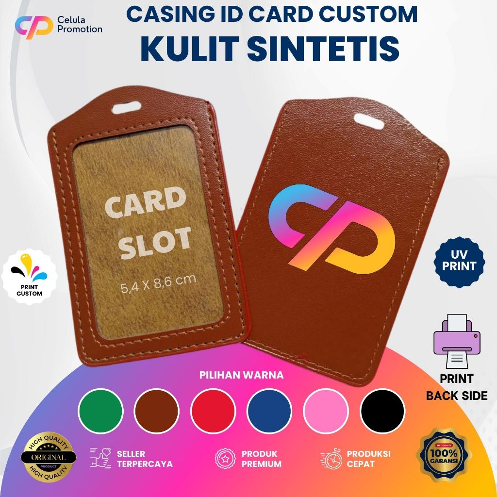 

Casing ID Card Holder Nametag Casing Kulit Sintetis 1 slot kartu print custom