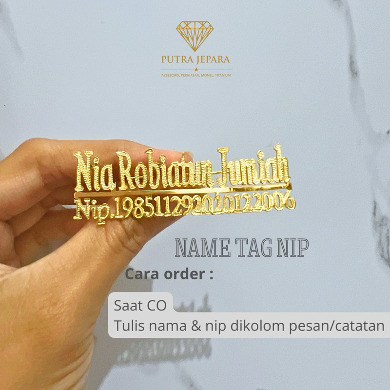

Putrajewellery- Nametag Papan Nama Custom asn guru Kuningan pria wanita