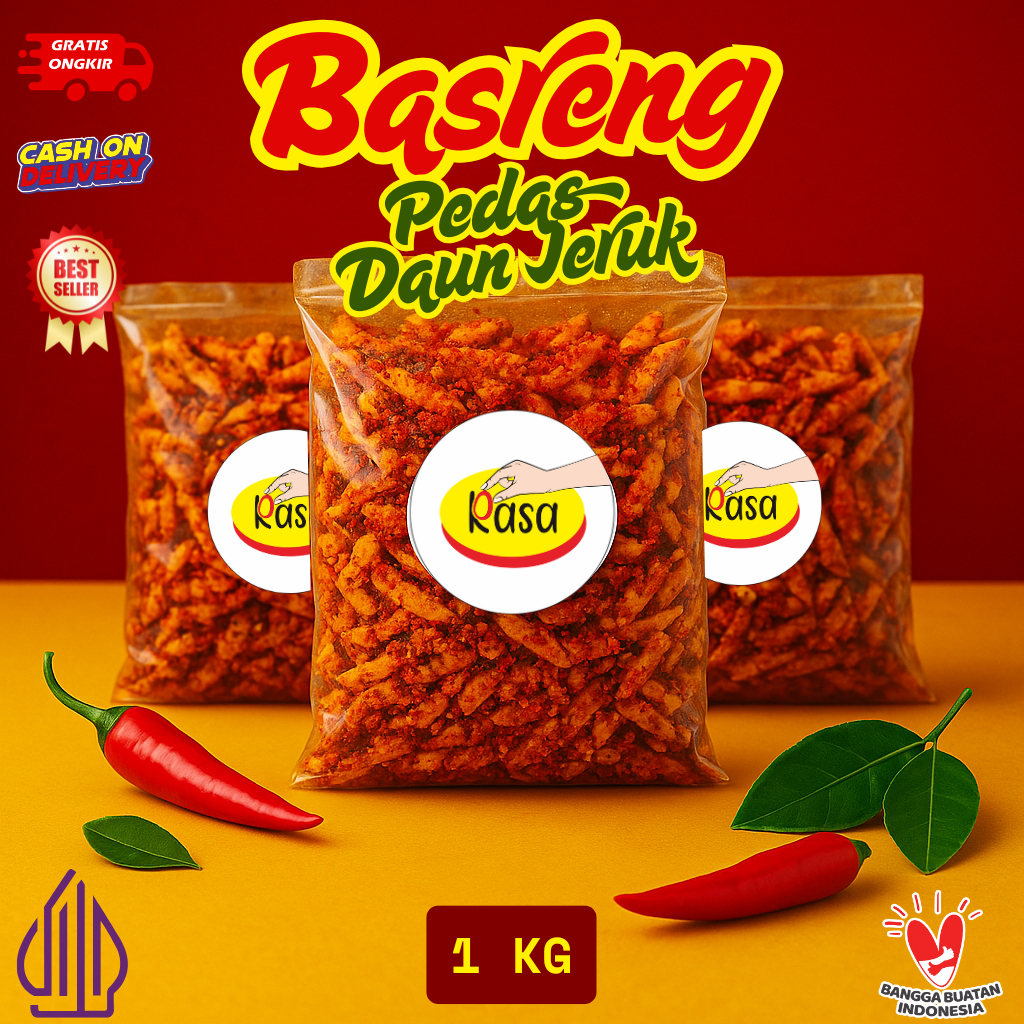 

Basreng Pedas Daun Jeruk Gurih Renyah Crispy 1kg Rasa Bandung