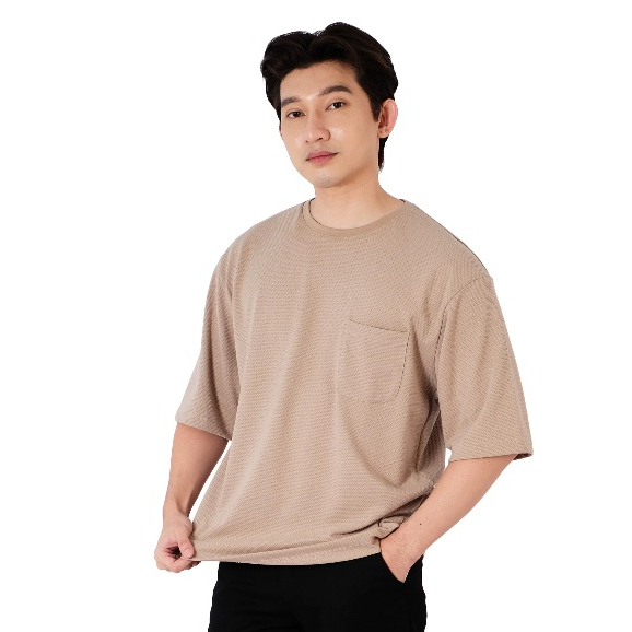 POSHBOY Louis Kaos Oversized Pria Warna Khaki Oversized T-Shirt Kaos Polos Oversize Pria Basic Lenga
