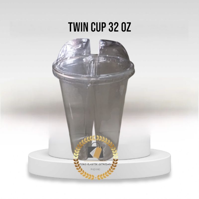 Cup Minuman Kekinian Twin Cup 32 oz + Tutup