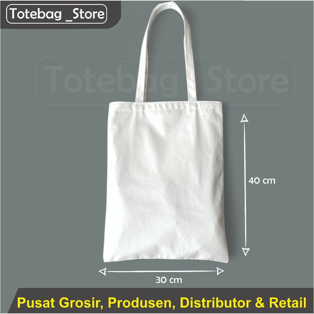 Totebag Tas Blacu Polos Resleting 30x40 cm Grosir (Ready Stock) ECOPRINT Termurah Kanvas Terlaris