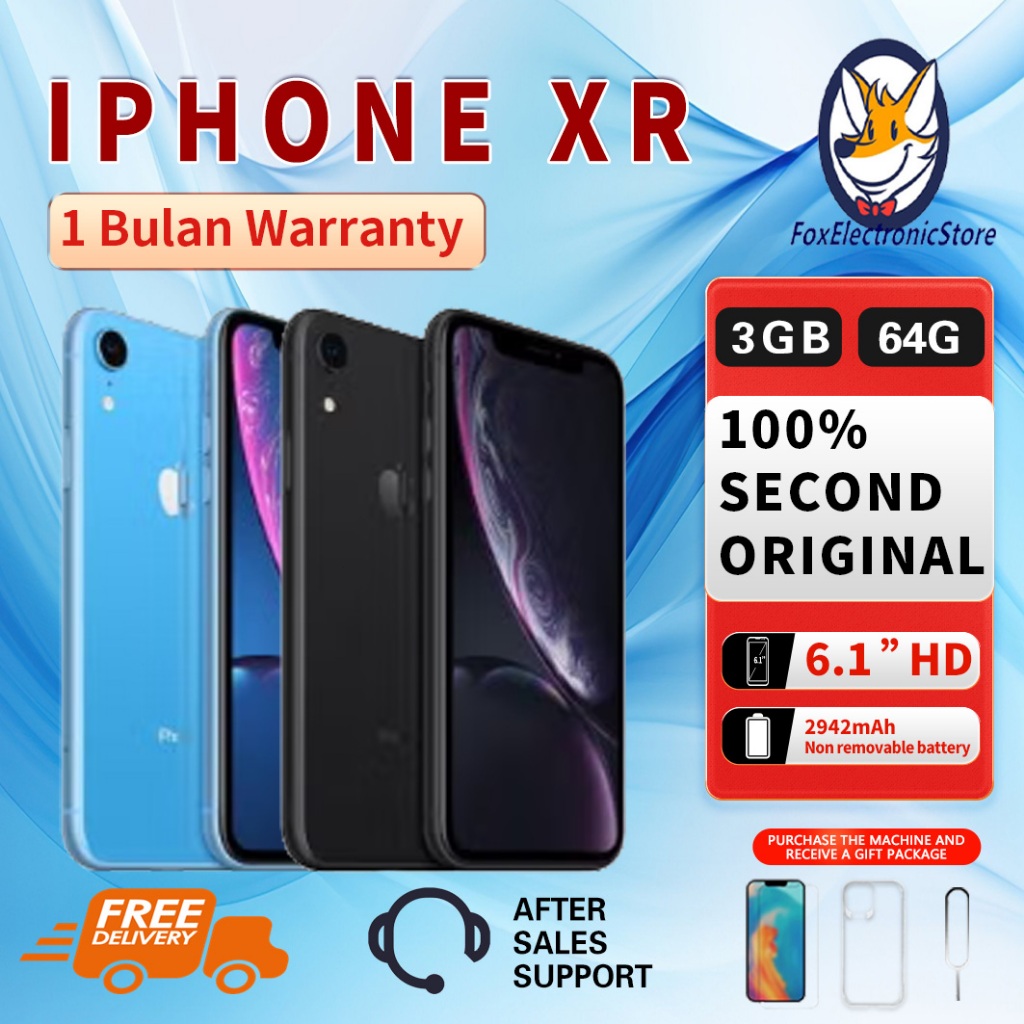 iPhone XR 64GB Second Original100% EX-INTER Silent-Camera Fullset Mulus Like New Smartphone