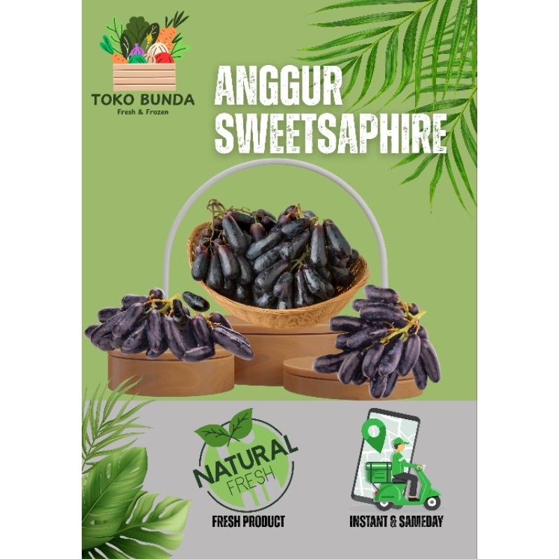 Anggur Sweet Sapphire Import 500 gram dan 1 kg | Anggur Moondrop 1 kg | Anggur Jari 1 kg