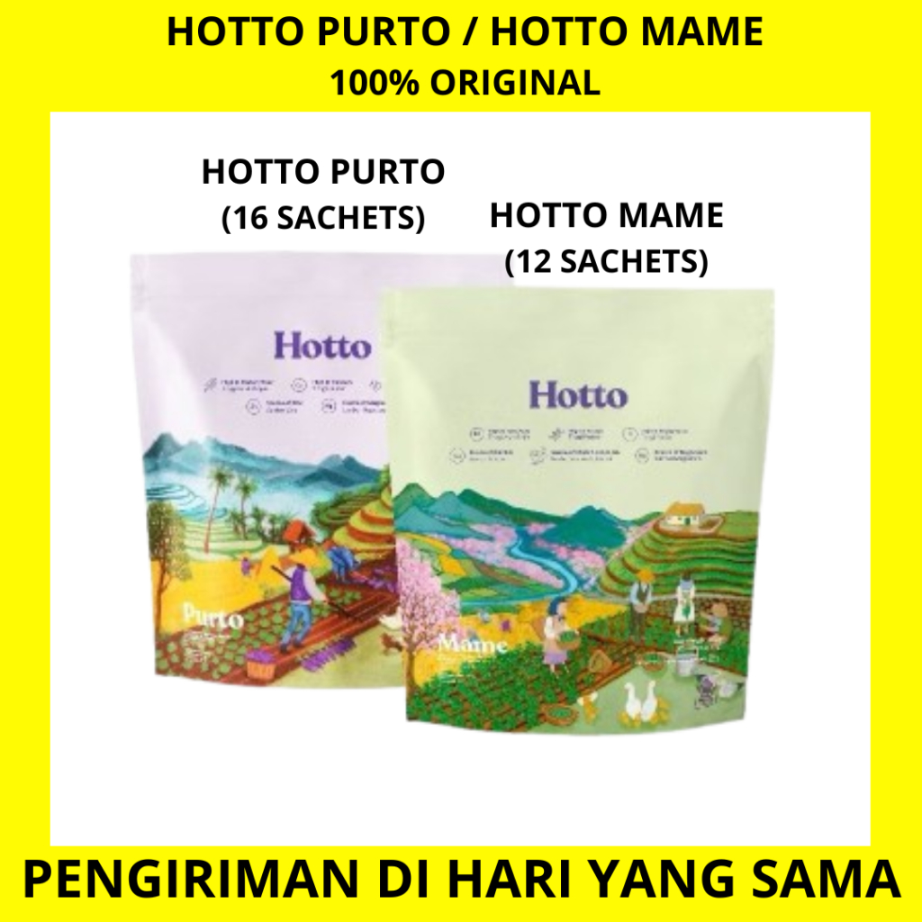 

Hotto Purto 1 Pouch (16 Sachets) / Hotto Mame 1 Pouch (12 Sachets) Multigrain With Purple Potato / Edamame Minuman Superfood Tinggi Serat Halal BPOM Original