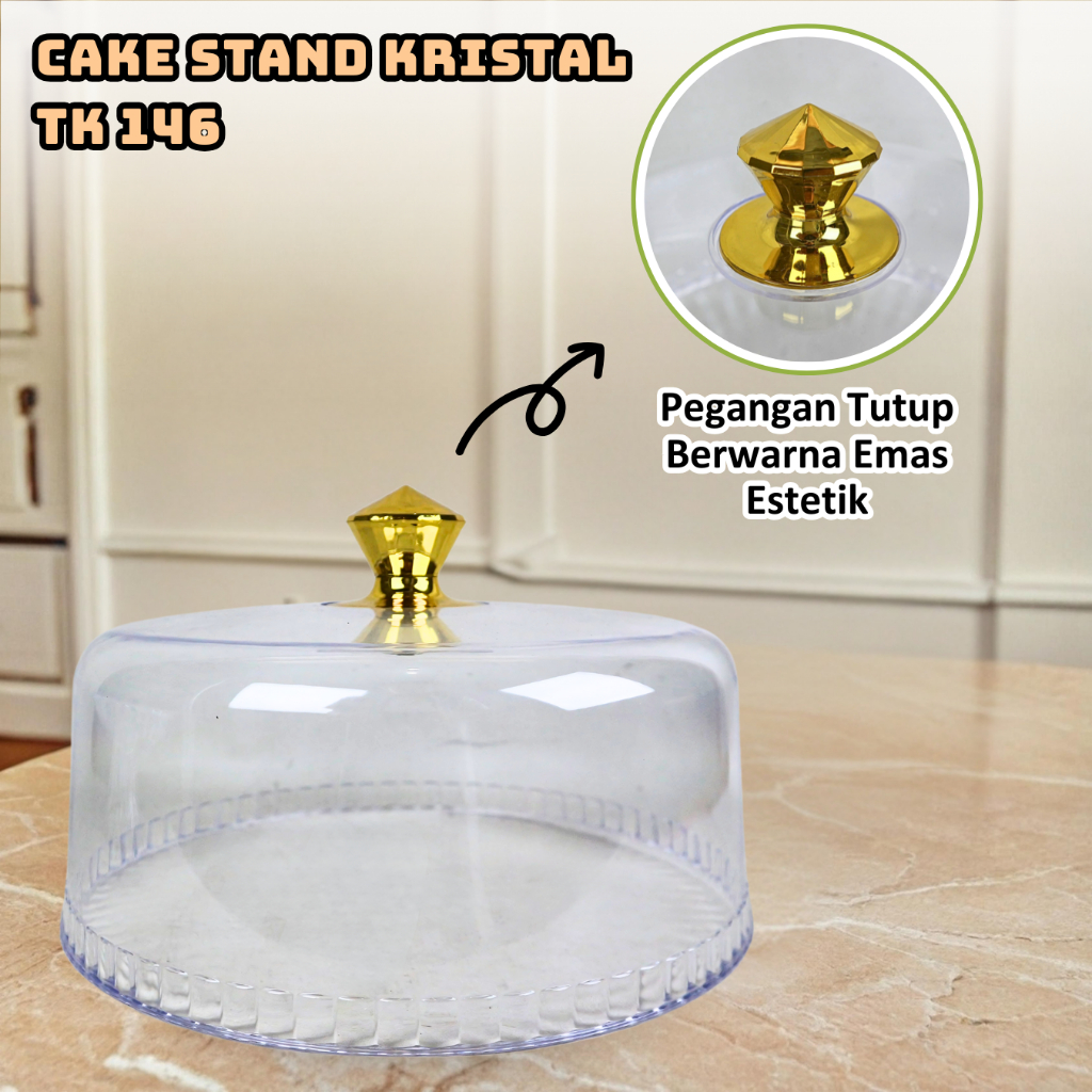 Tempat Kue Akrilik Cake Stand tal Tudung Saji Kue Tart FOOD GRADE Golden Lemon TK 146 DN