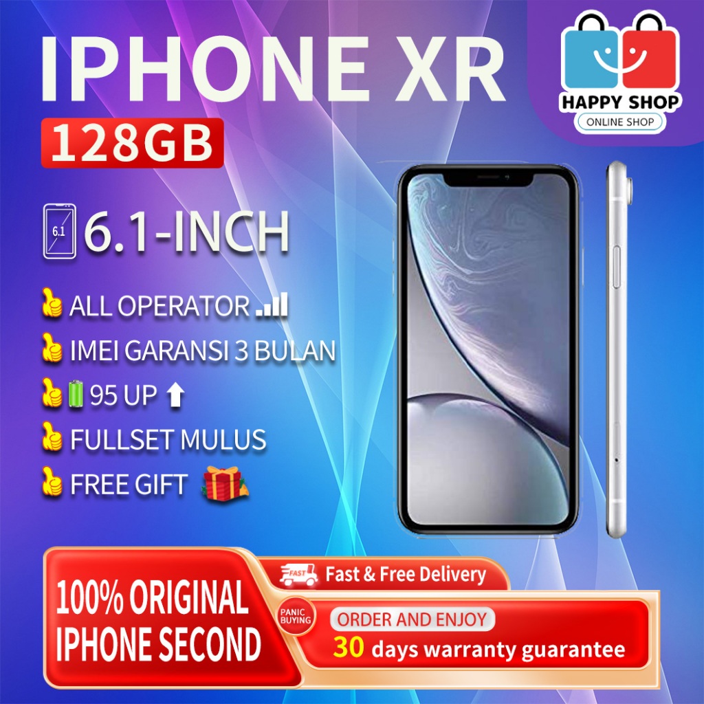 iPhone XR 128GB Second/Bekas Original100% EX INTER Fullset All Sim Mulus Normal Like New Smartphone