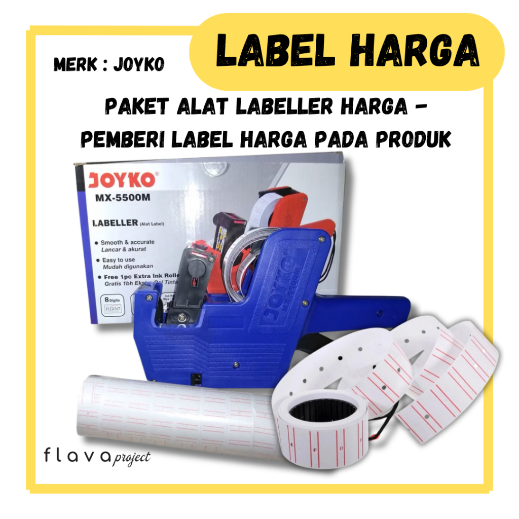 

Paket Alat Label Harga 1 Baris 8 Digits JOYKO MX-5500M / Price Tag Labeller + isi
