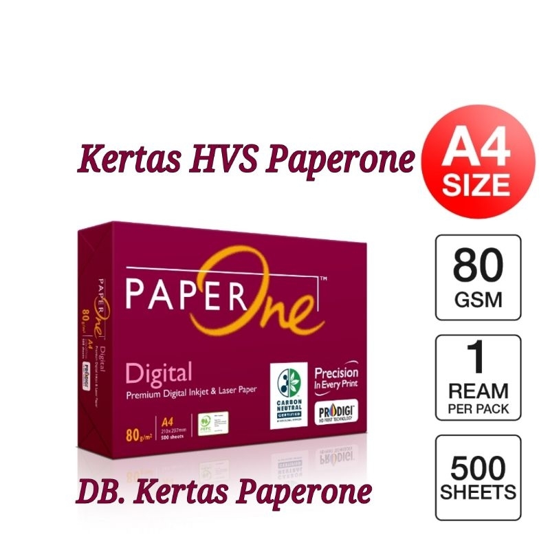 

Kertas HVS Paperone A4 80 Gram 1 rim (Premium Digital Inkjet & Laser Paper)