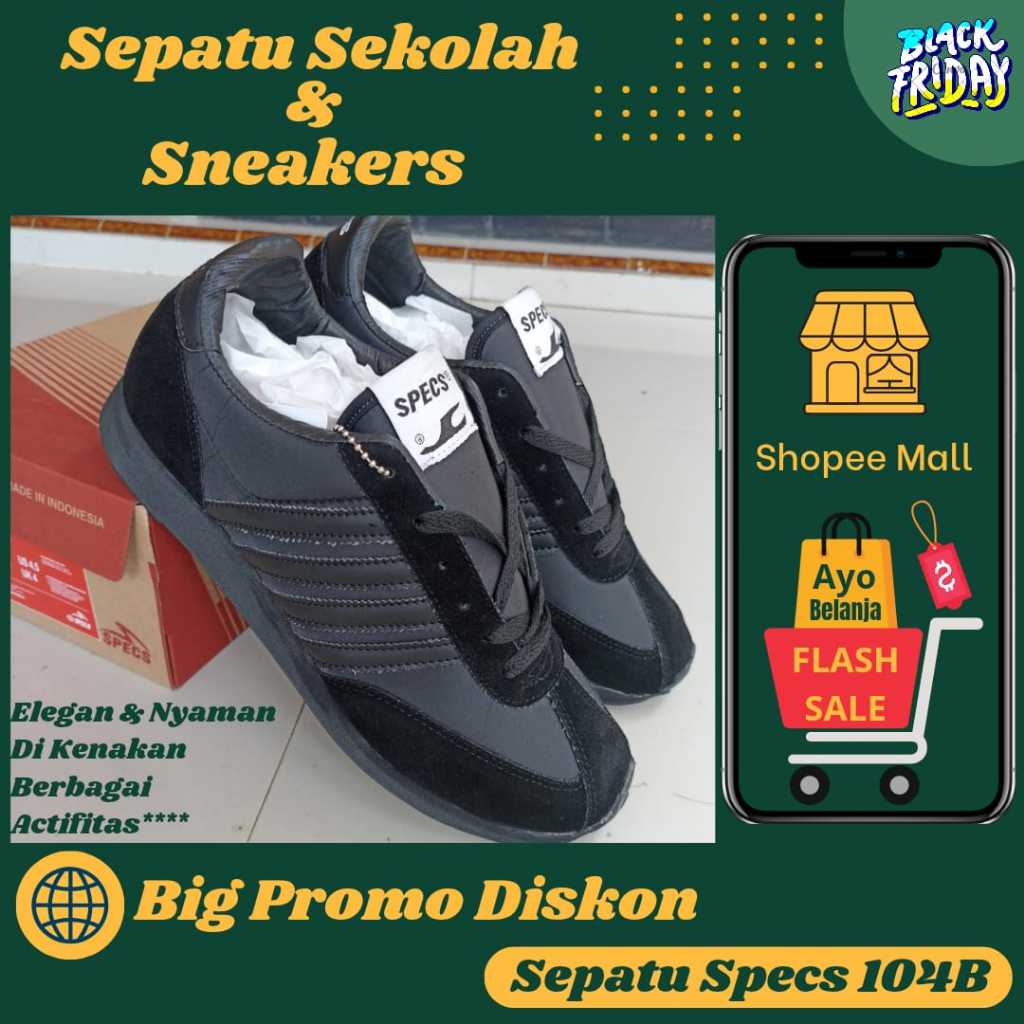 SEPATU SEKOLAH HITAM SPECS_104B CASUAL & SNEAKERS