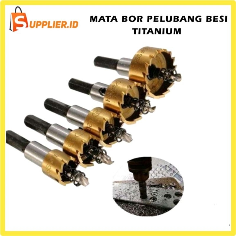 Mata Bor Pelubang Besi Kayu Plastik Metal Holesaw Carbide HSS 5 Set