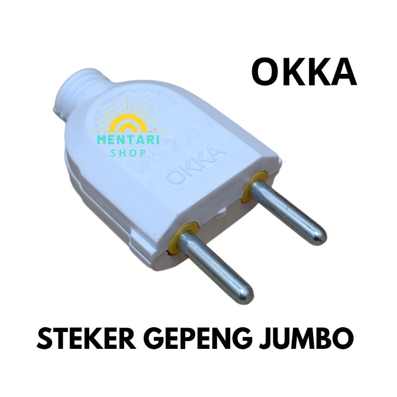 Steker gepeng jumbo OKKA putih/colokan murah/steker mini/steker gepeng/colokan listrik