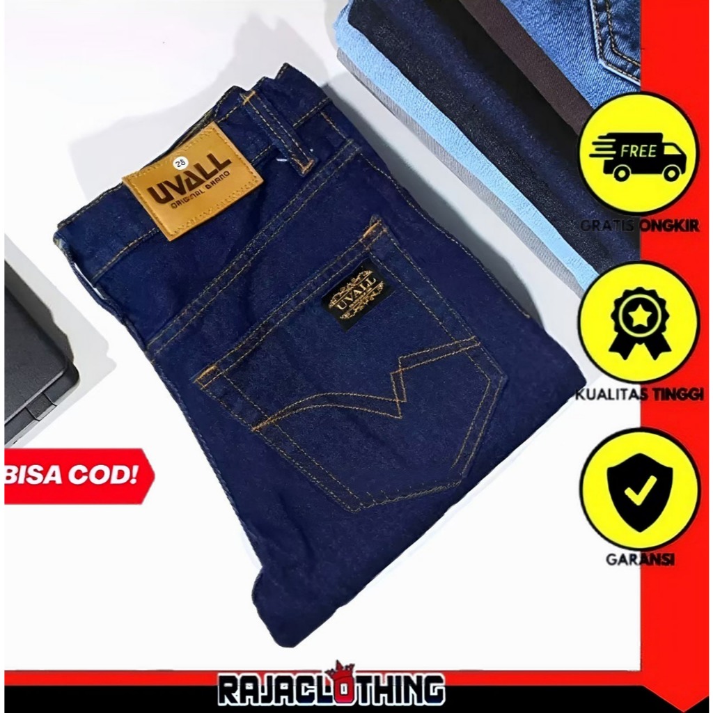 RCL - Celana Panjang Jeans Uvall Navy Model Standar Regular Straight Pria - (28-38)