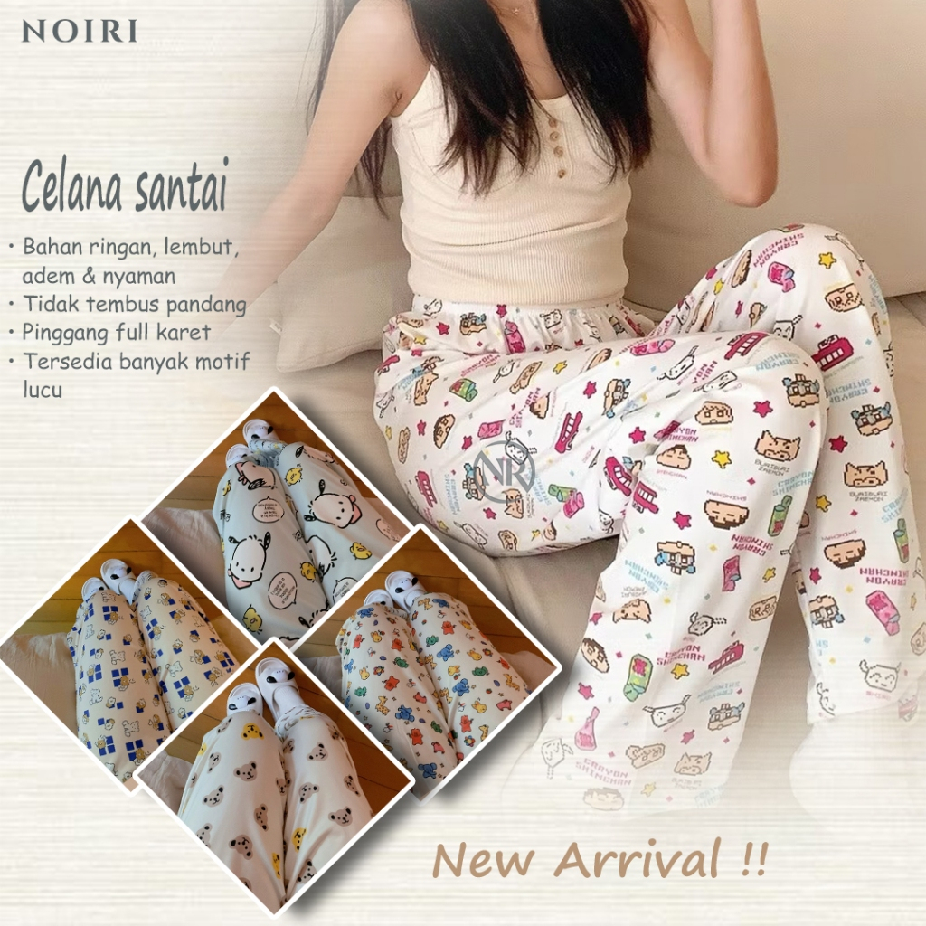 NOIRI - Celana Panjang Wanita Celana Unisex CELANA TIDUR WANITA CELANA TIDUR BERMOTIF KARTUN LUCU SU