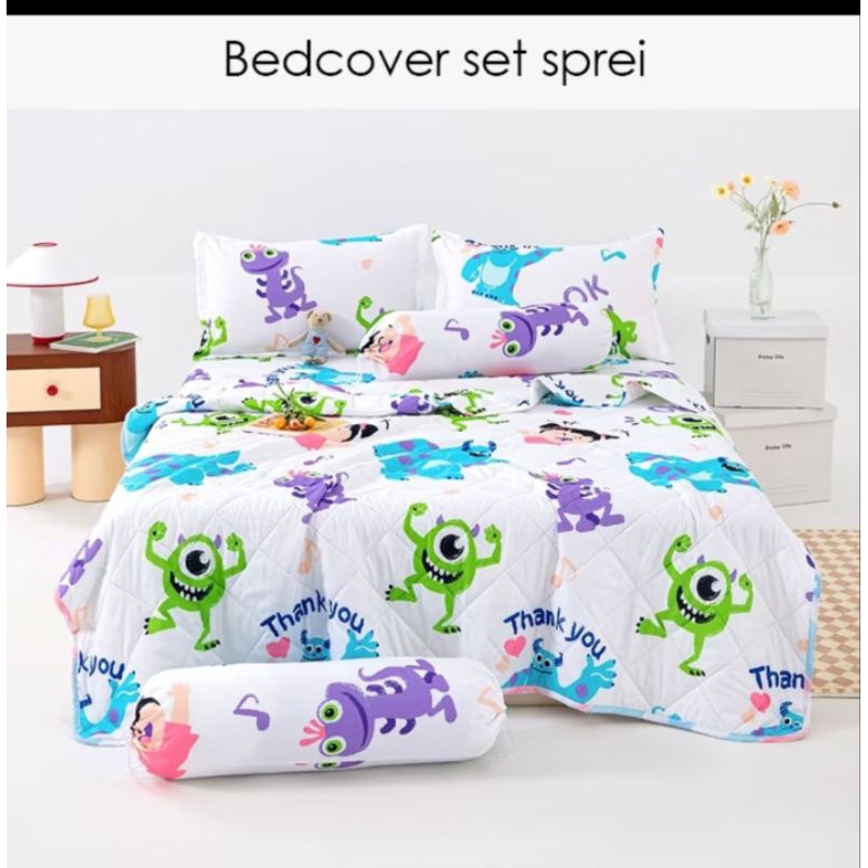 Bedcover set 120x200 / bedcover set ukuran 120x200x30 sprei sorong anti geser lucu / bedcover 120x20