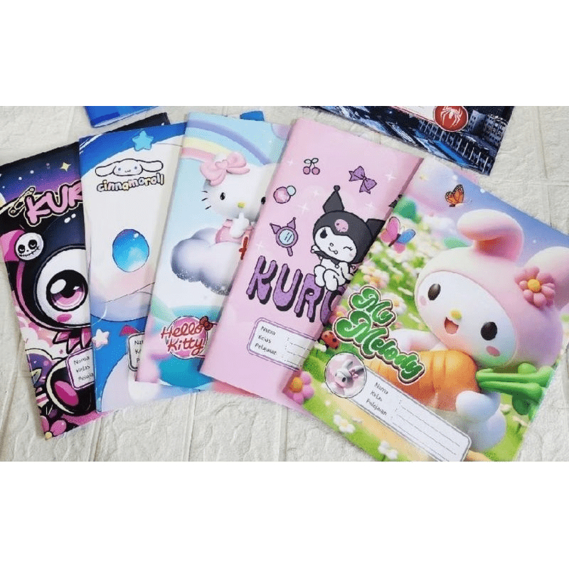 

Sampul Buku Tulis Edisi KARAKTER Ukuran Kwarto 1 pack isi 10 lembar Cinnamorol Kuromi CARS DORAEMON