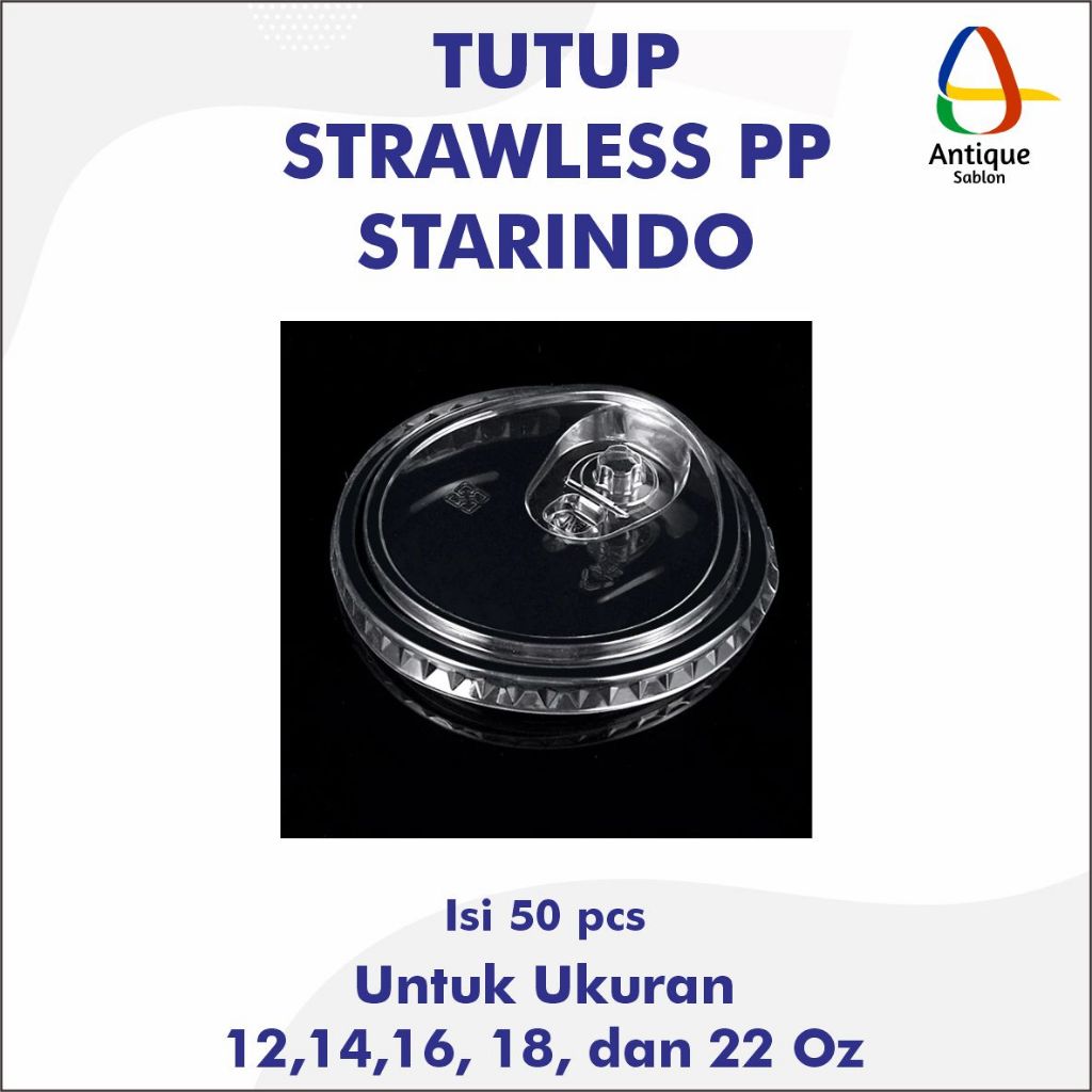 Tutup Lid Cup Strawless PP Merk Starindo Untuk Ukuran 12,14,16, 18,dan 22 Oz