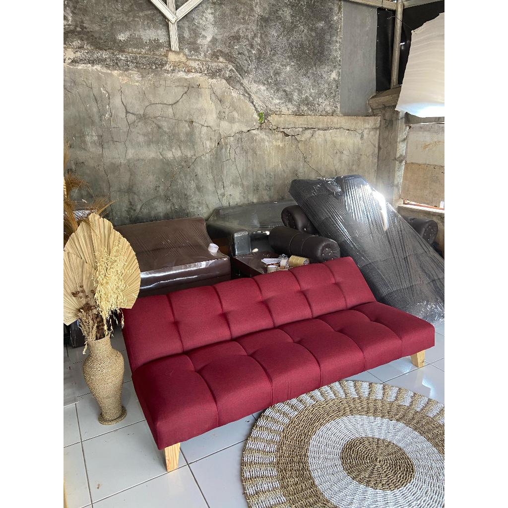 sofabed / sofa bed / sofa minimalis / sofa lipat / sofa kasur / Type Mora Kanvas Merah
