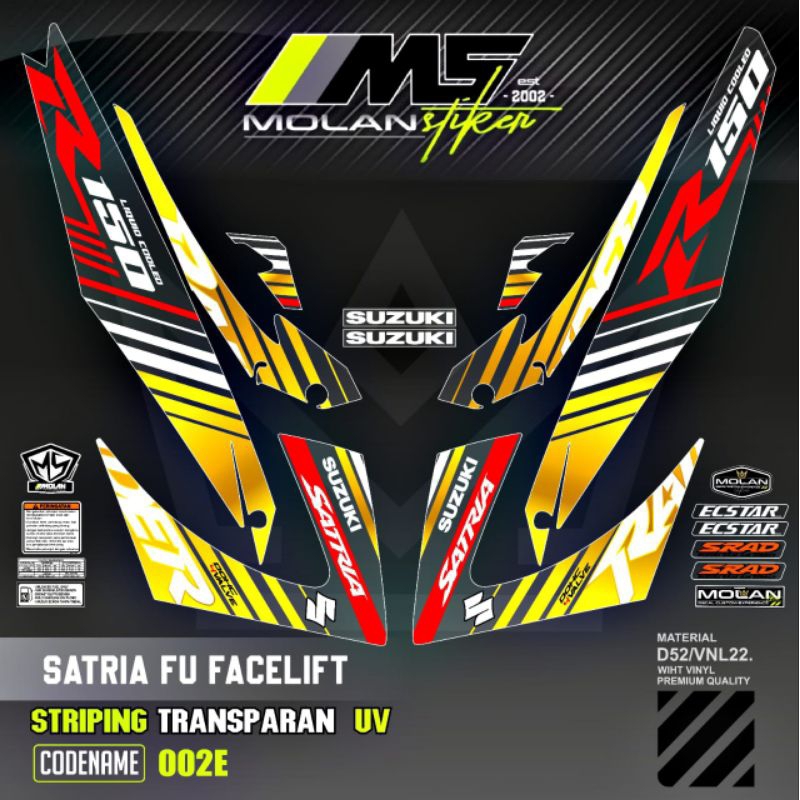 Decal Sticker Striping Variasi Transparan Uv Satria Fu Facelift Raider R 150 Suzuki Satria Fu 150 20