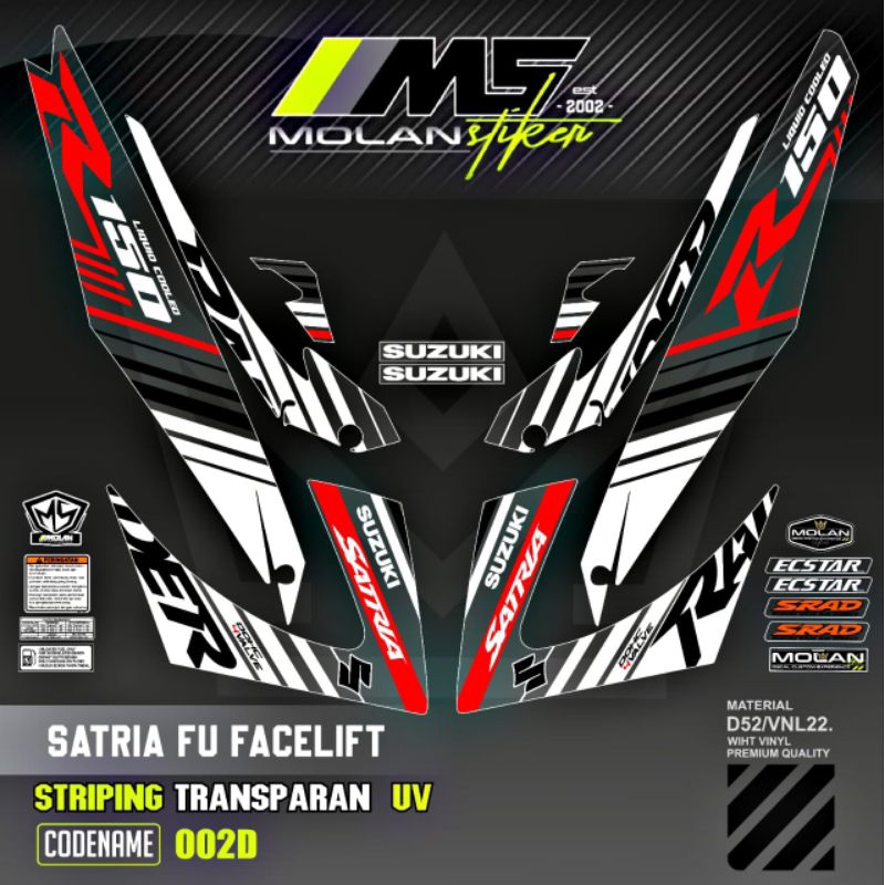 Decal Sticker Striping Variasi Transparan Uv Satria Fu Facelift Raider R 150 Suzuki Satria Fu 150 20