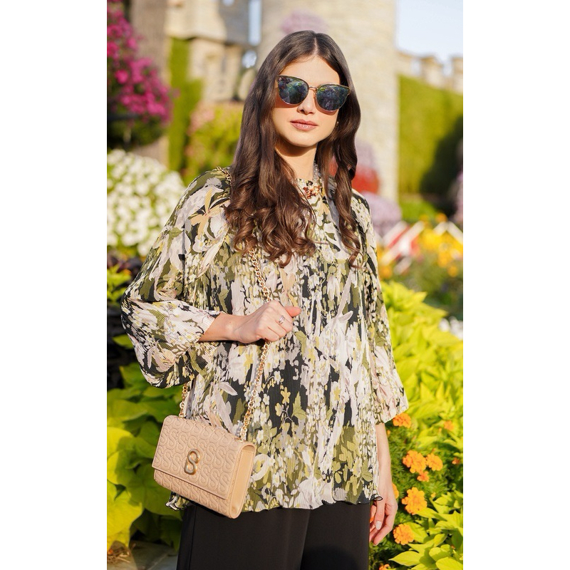 Benang Jarum Into The Garden Pleated Blouse S PL (RARE)