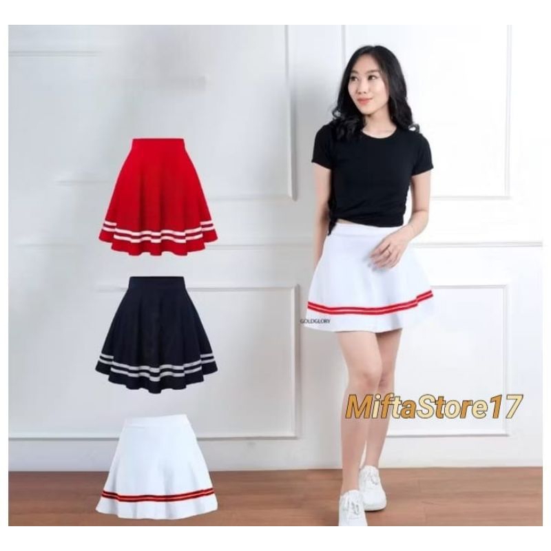 ROK MINI LIST HITAM PUTIH/ROK OLAHRAGA ROK MINI SKIRT ROK KOREA STYLE