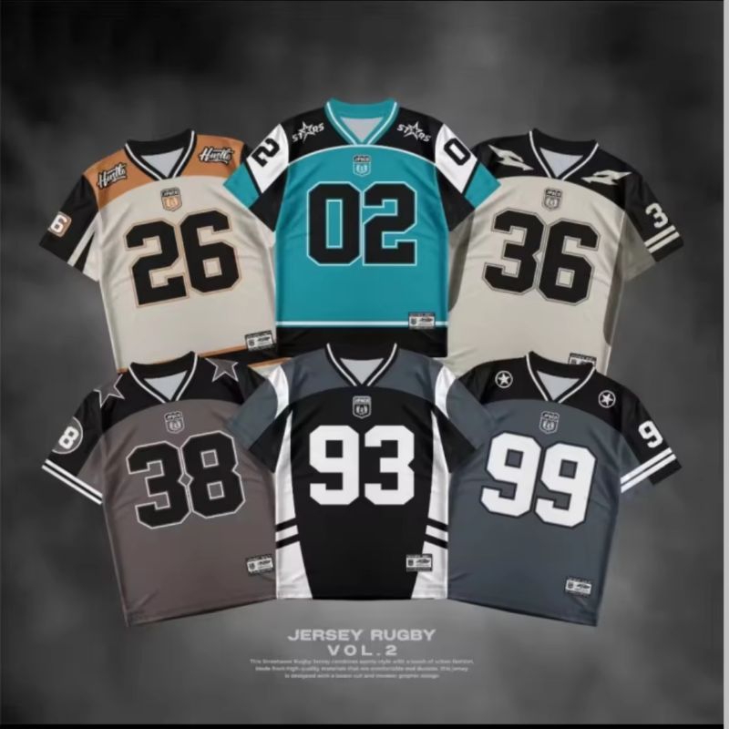 BAJU JERSEY STREETWEAR NUMBER 03/ JERSEY RETRO/ JERSEY RUGBY/ JERSEY HOCKEY/ JERSEY VINTAGE