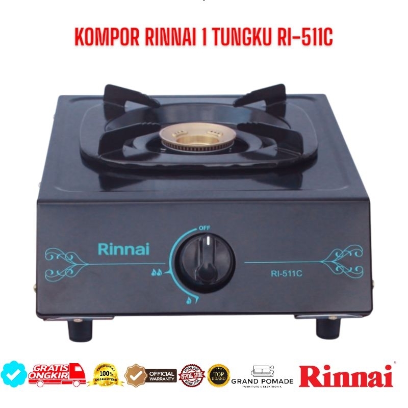 KOMPOR RINNAI RI-511C / KOMPOR 1 TUNGKU RINNAI RI511C / KOMPOR RINNAI 1 TUNGKU RI511C