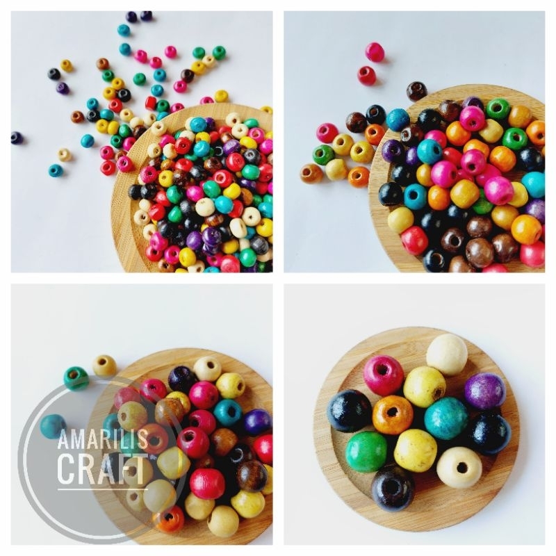 [20gr] Manik Kayu Bulat 6mm 8mm 10mm 12mm 14mm 16mm 18mm