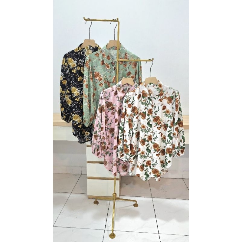 Kemeja Wanita Motif Bunga / Atasan Wanita Motif Bahan Rayon