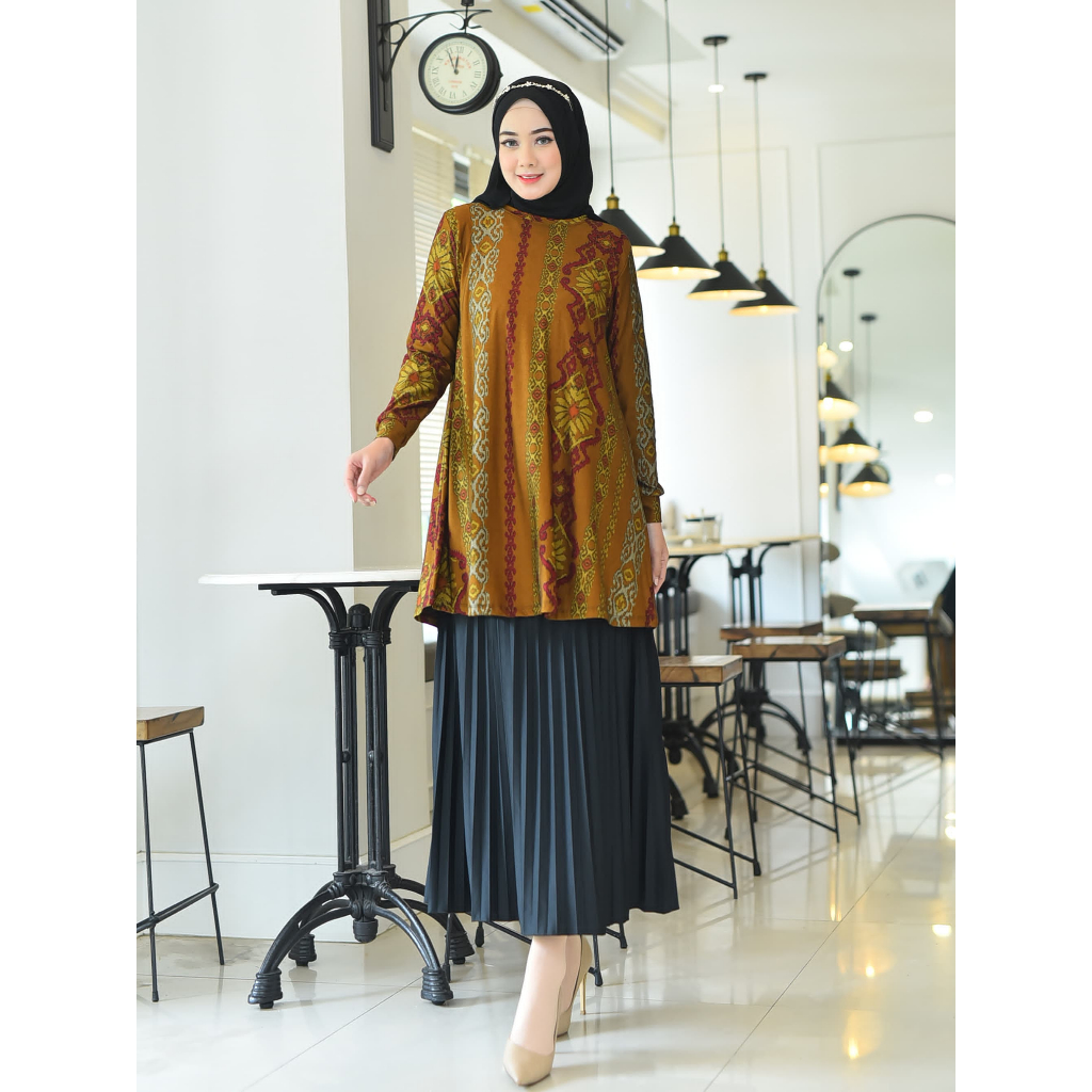 Tunik Los Motif Etnik Bahan Denim/ Calvin Jeans