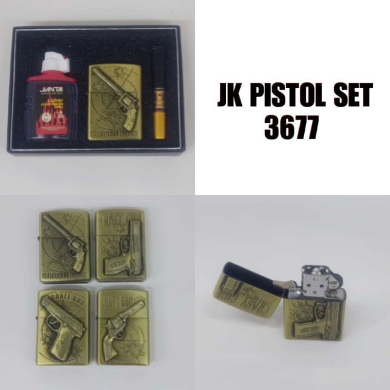 Korek api minyak gambar pistol - mirip korek zippo besi tactical tni brimob