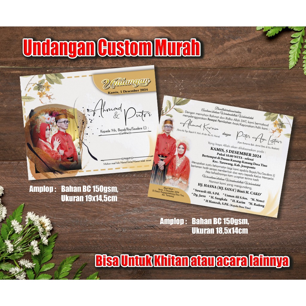 Undangan Amplop Custom Murah, Undangan Masempo, Undangan Nikah Kekinian, Undangan Custom