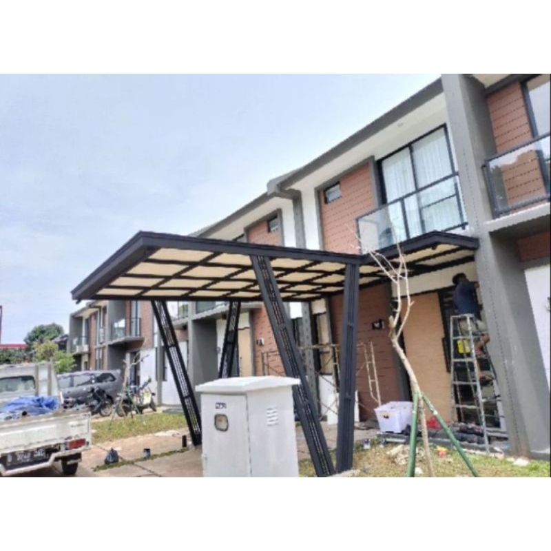 Atap kanopi besi holo galvanis atap alderon singgle dan talang air