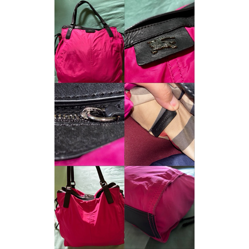 burberry buckleigh nylon tote pink authentic preloved