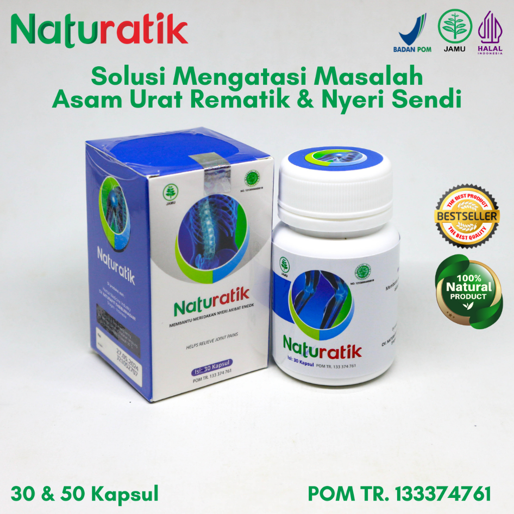 NATURATIK Obat Asam Urat Rematik Nyeri Sendi Lutut Kaki Persendian Otot Saraf BPOM