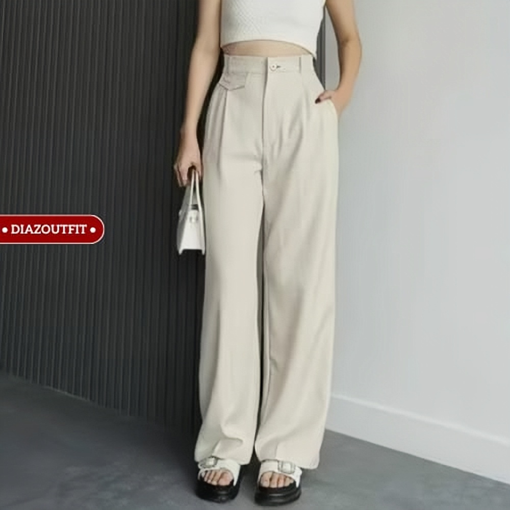 yuralabel - Oro Pants Kulot highwaist Celana Wanita Loose Pants korean style