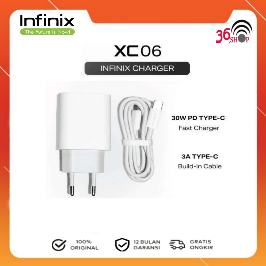 Infinix Charger Kit XC06 + XDC23 - 30W Fast Charging Adaptor with 3A Type-C to C Cable