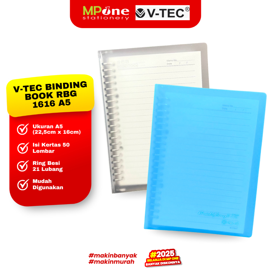 

V-Tec Map Binder A5 + Isi Binder Bergaris / Buku Binder Ring Ukuran A5 V-TEC 1616