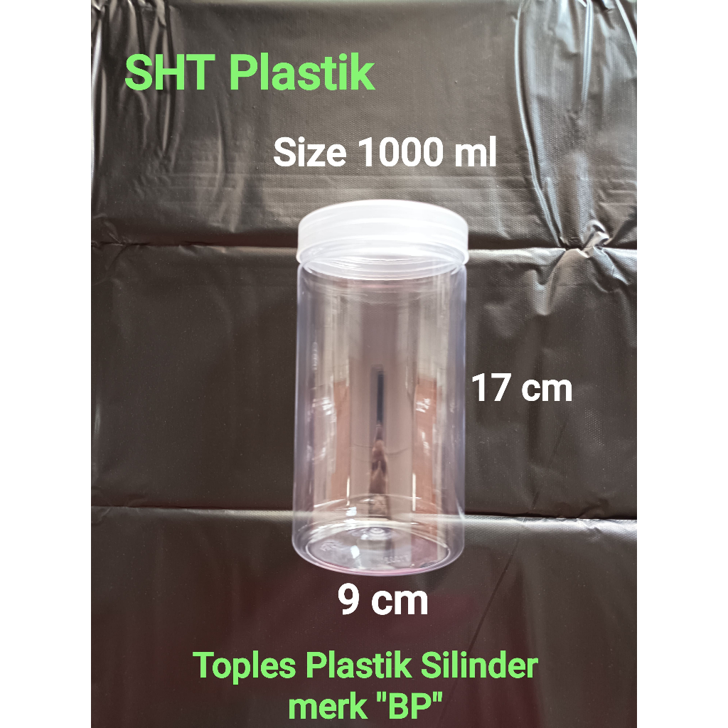 [SHT Go] Toples Bulat Plastik bening merk BP 1000 ml / Toples Silinder Toples Jar Toples Kue Toples 