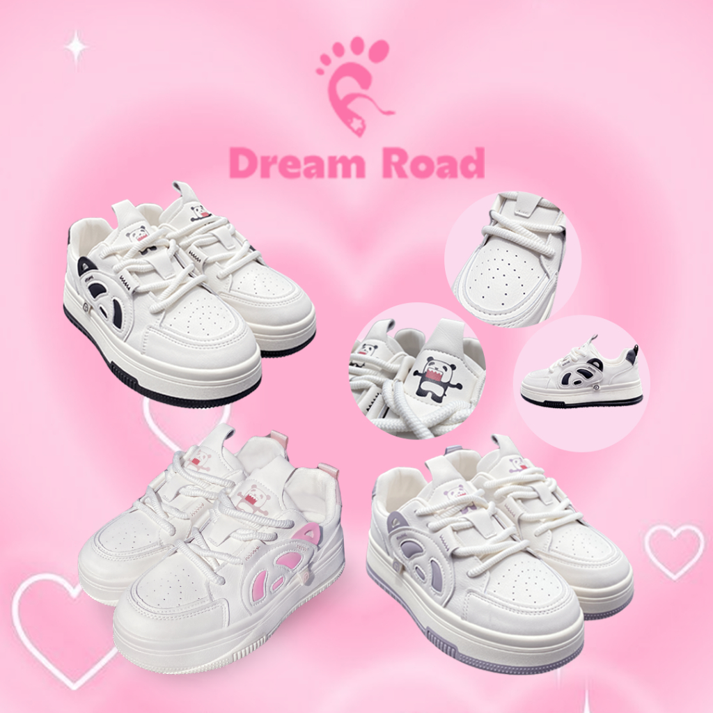 Kaidora Sepatu Sneakers Wanita Import China Gaya Lucu Motif Panda tidak membuat kaki bau, Warna Hita
