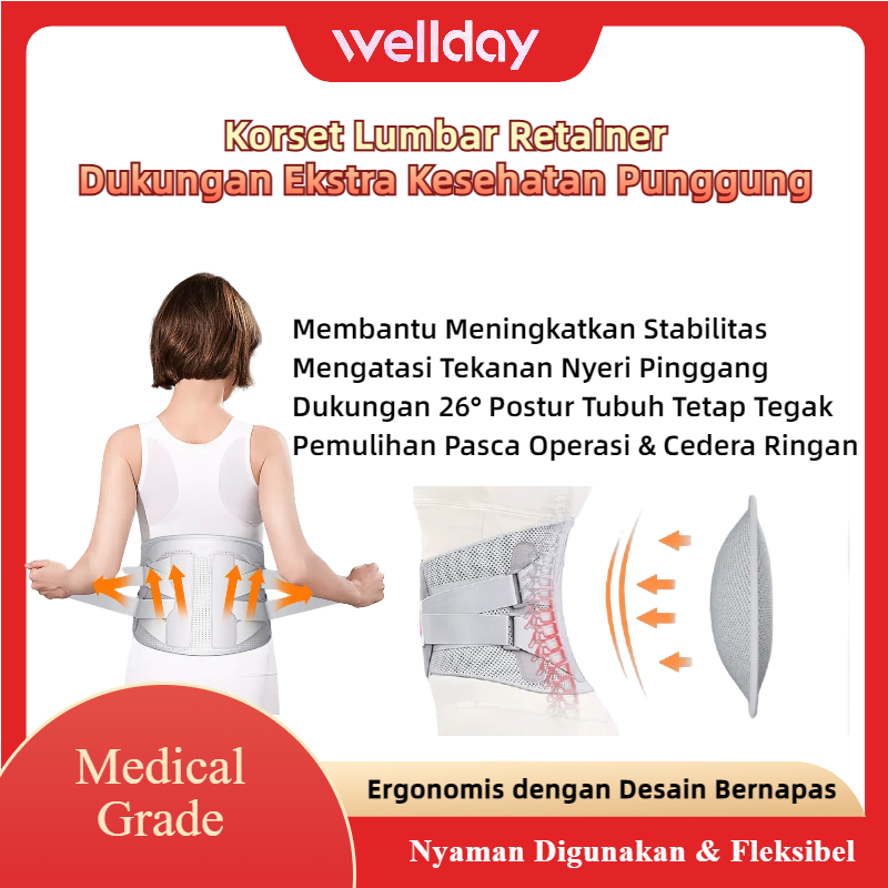 Korset Lumbar Retainer WP06A - Dukungan Terapi Pinggang Tulang Belakang Saraf Kejepit Penyangga Pung