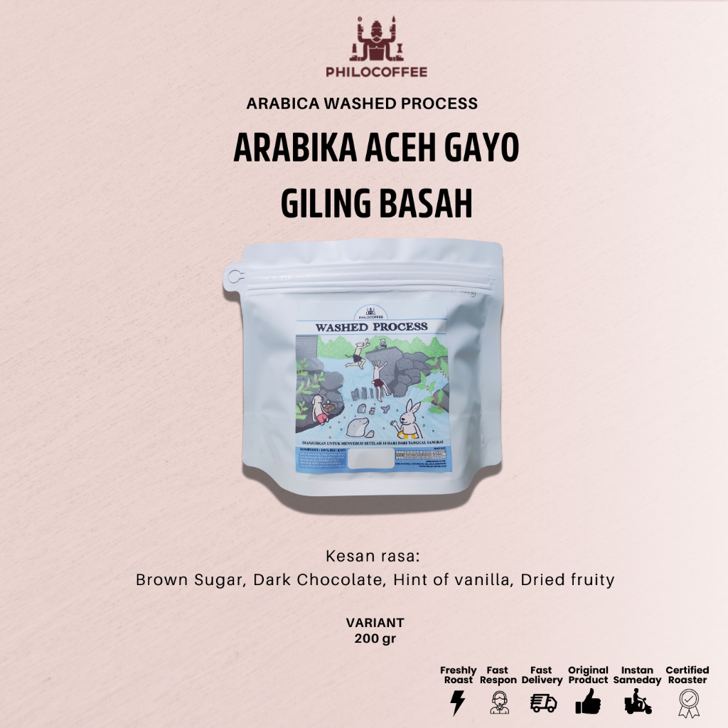 

Kopi Arabika Aceh Gayo Wet Hulled 200gr | Arabika Coffee | Biji Kopi - 200gr