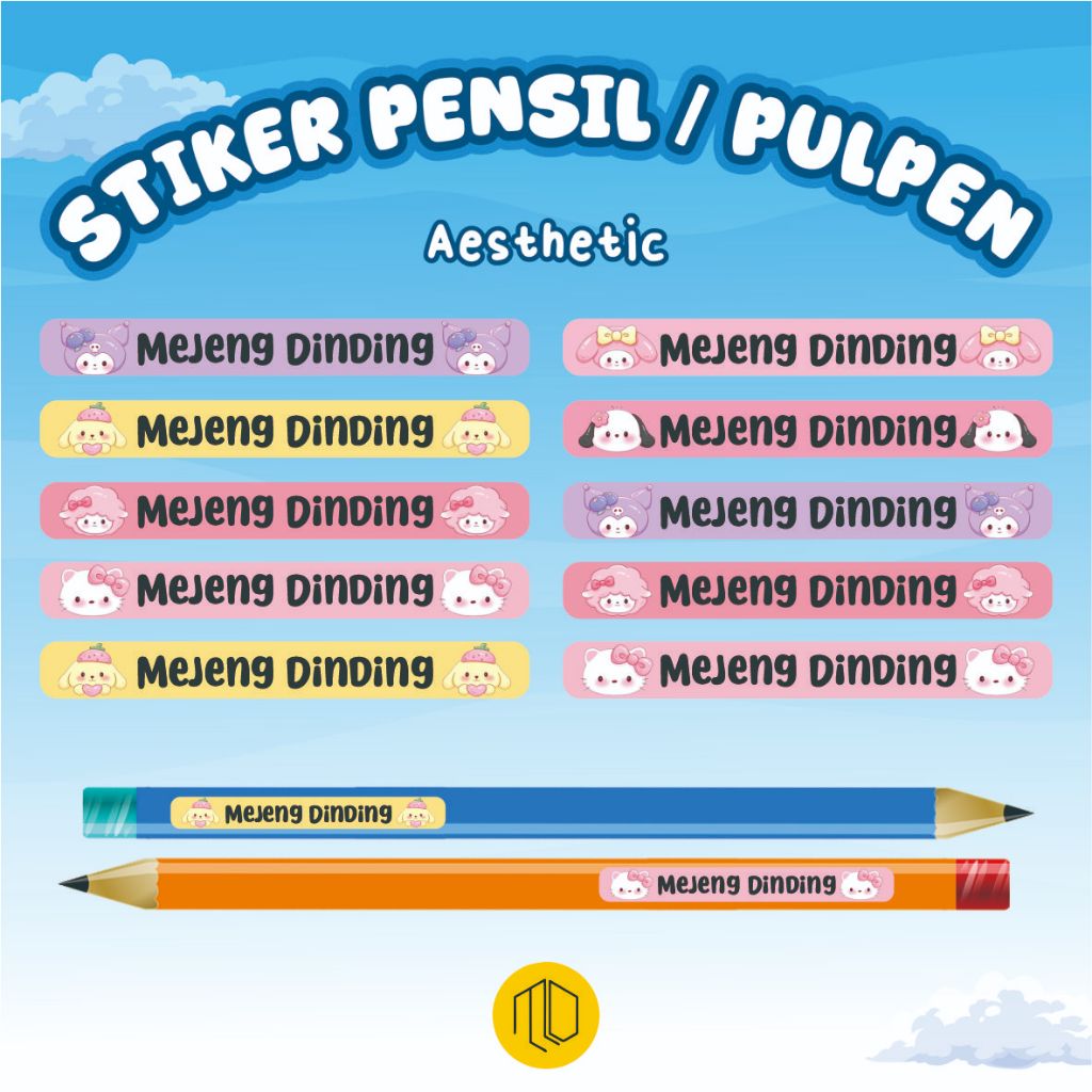 

(ISI 50 PCS) STIKER PENSIL CUSTOM NAMA MOTIF SANRIO / STIKER PENSIL CUSTOM NAMA MOTIF Pompompurin HELLOKITTY KUROMI CINNAMON ROLL / MELODY / Pochacco / STIKER LABEL NAMA CUSTOM / STIKER PULPEN BOLLPOINT CUSTOM NAMA / LABEL NAMA ANAK WATERPROOF TAHAN AIR /