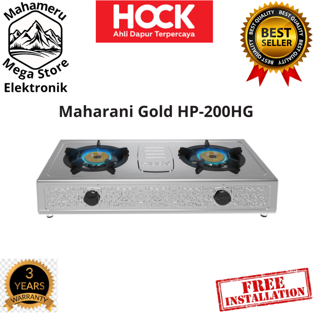 Hock Kompor Gas 2 Tungku Maharani Gold Full Stainless Steel HP-200HG