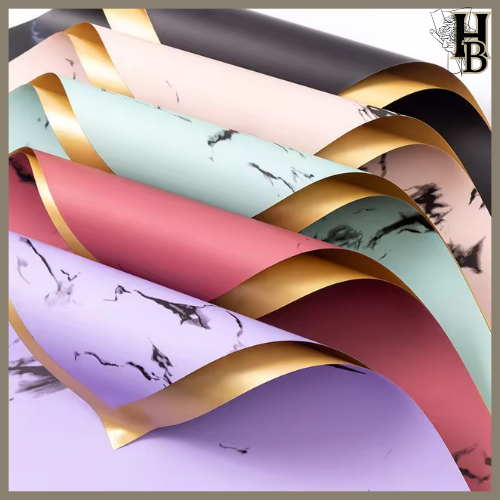 

20 LEMBAR Kertas Buket Gold Marble Marmer Cellophane Flower Wrapping Paper Florist 6105