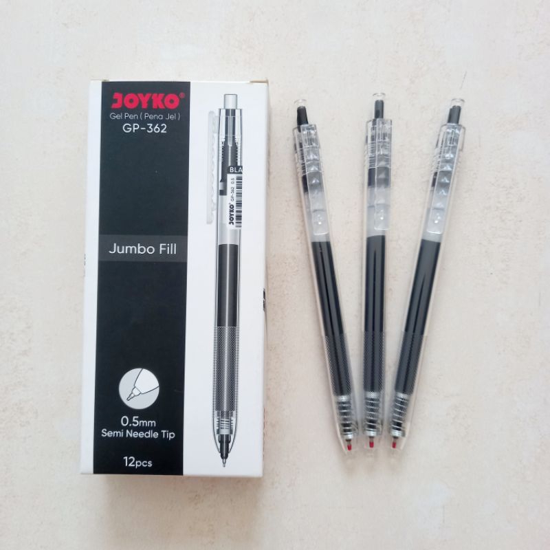 

[ LUSIN MURAH ] Pulpen Gel Pen Pena Jel 0.5 mm Joyko GP 362 Jumbo Fill Semi Needle Tip