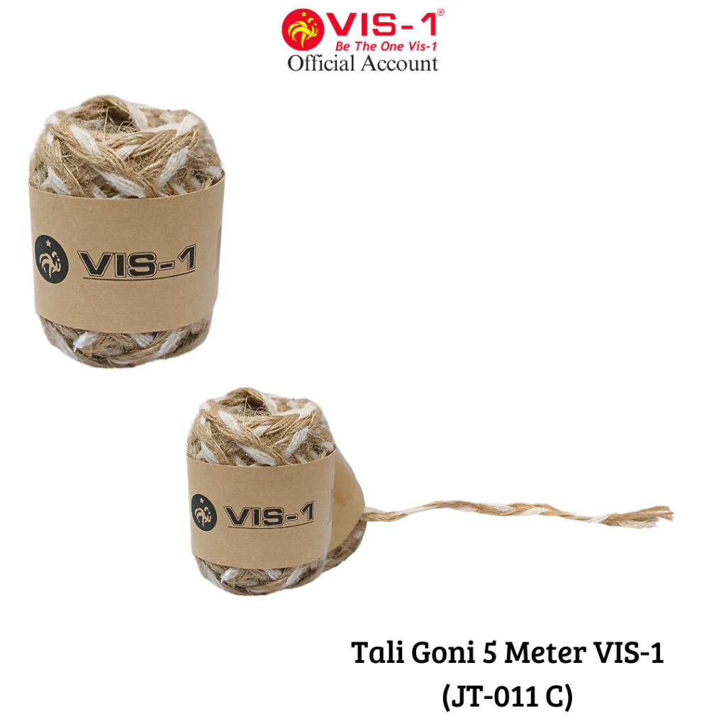 

VIS-1 Tali Goni JT-011C / Tali Rami / Jute Ribbon coklat putih / Tali Craft panjang 5M