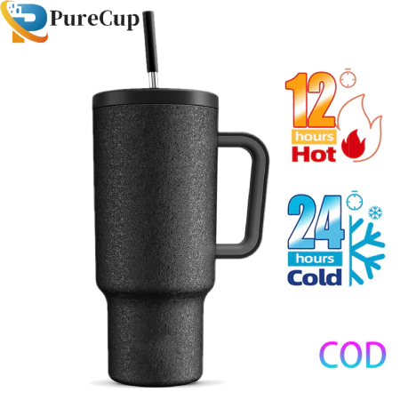 PureCup 1182ml 40 oz Tumbler dengan pegangan dan jerami, tumbler dengan tutup dan jerami