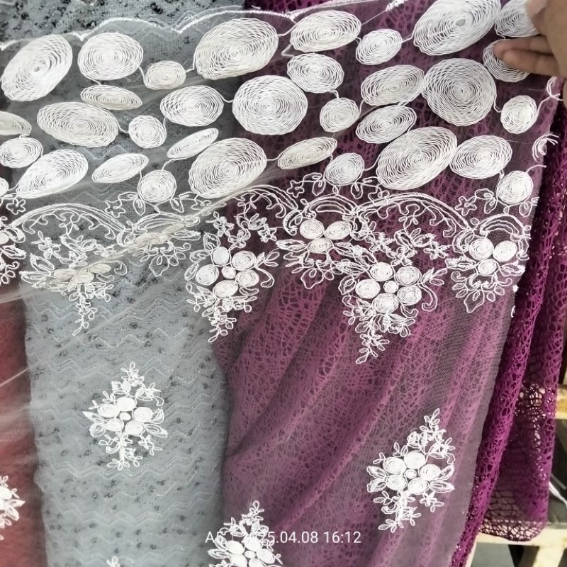 Harga/0,5 m | Kain Tile Motif Bunga Premium / Kain Tile Motif Bunga Timbul Meteran / Bahan Tile Moti